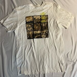 The North Face White Graphic Short-Sleeve Tee with Neon Yellow Accents